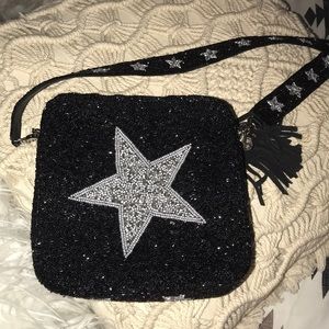 Moyna black beaded crossbody with stars